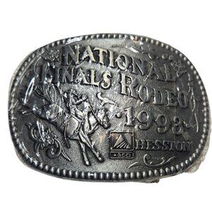1993 Rodeo Belt Buckle NFR National Finals NOS Hesston Bronc Riding Horse Cowboy